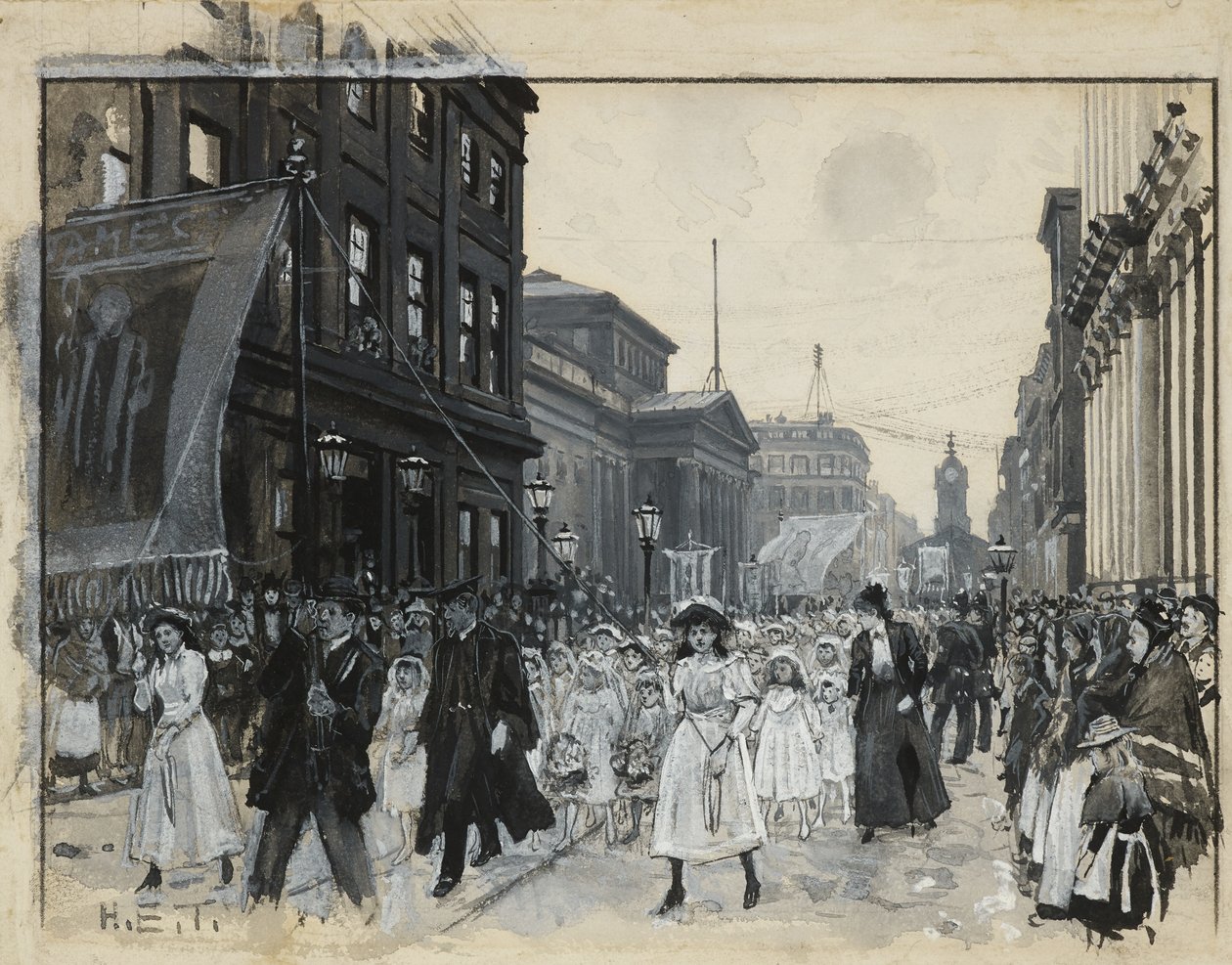 Pünkösd hétfői körmenet, Mosley Street alkotó: Henry Edward Tidmarsh