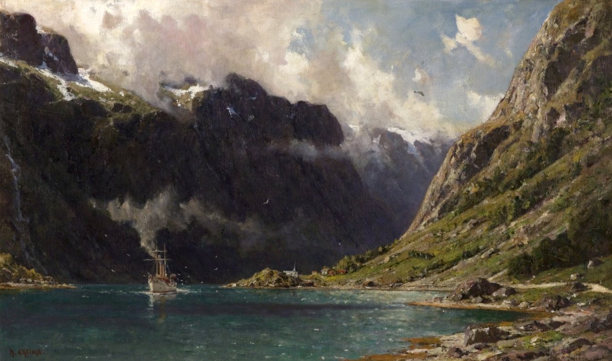 Naeroyfjord, Norvégia, 1902 alkotó: Henry Enfield