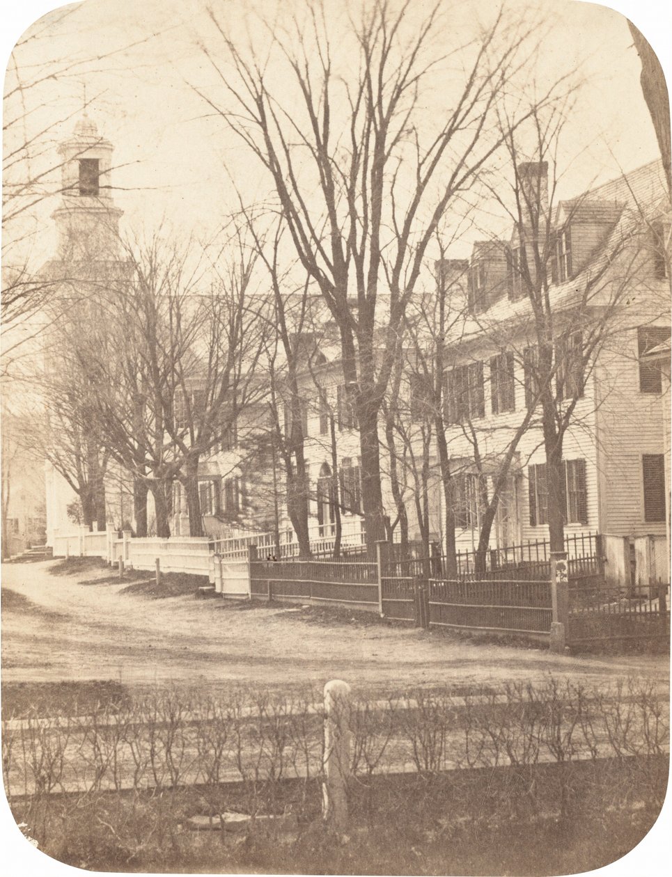 Dartmouth College Church, Clement Long professzor háza, Nathan elnök..., c. 1858. alkotó: Henry F Herbert