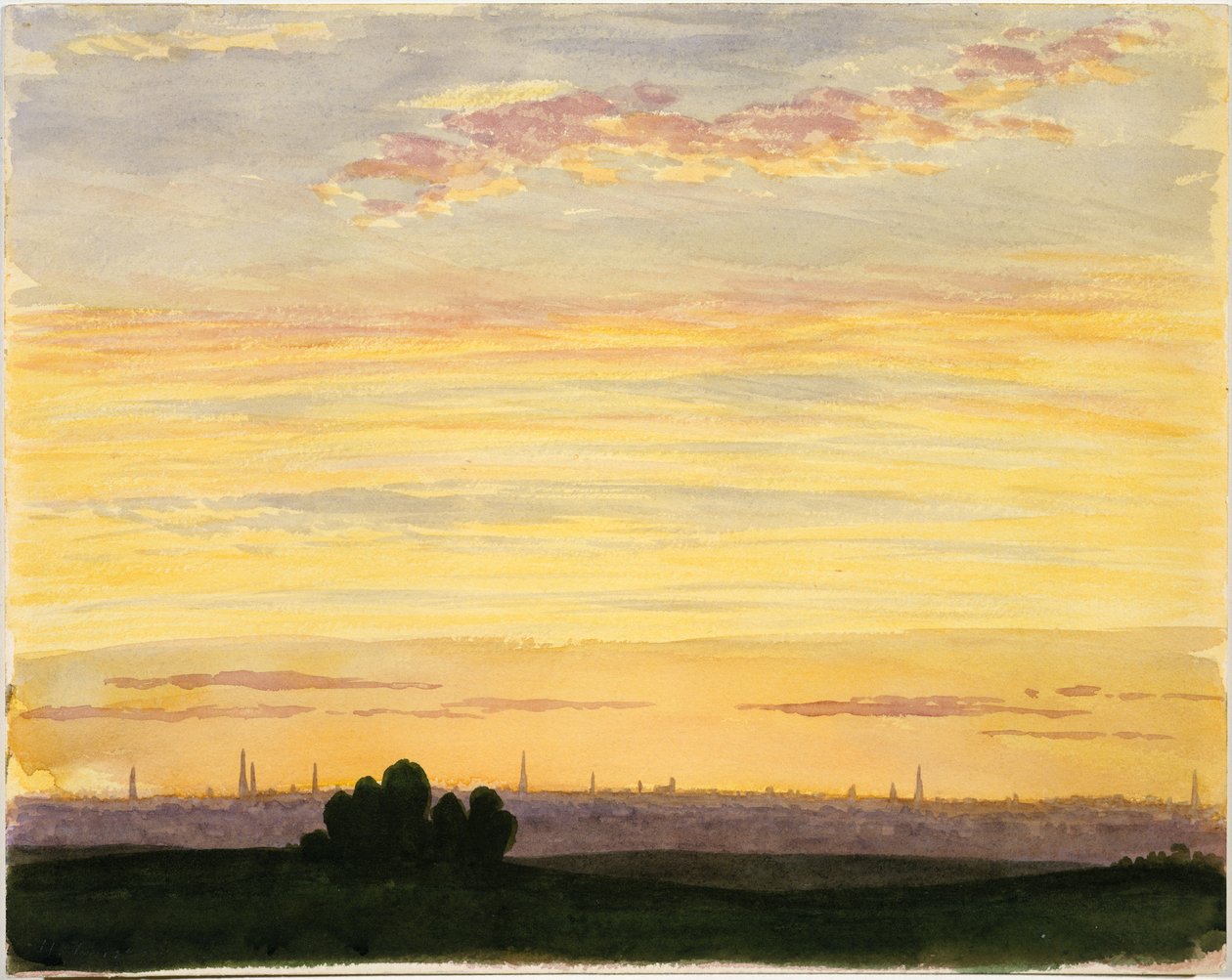 Város és naplemente alkotó: Henry Farrer
