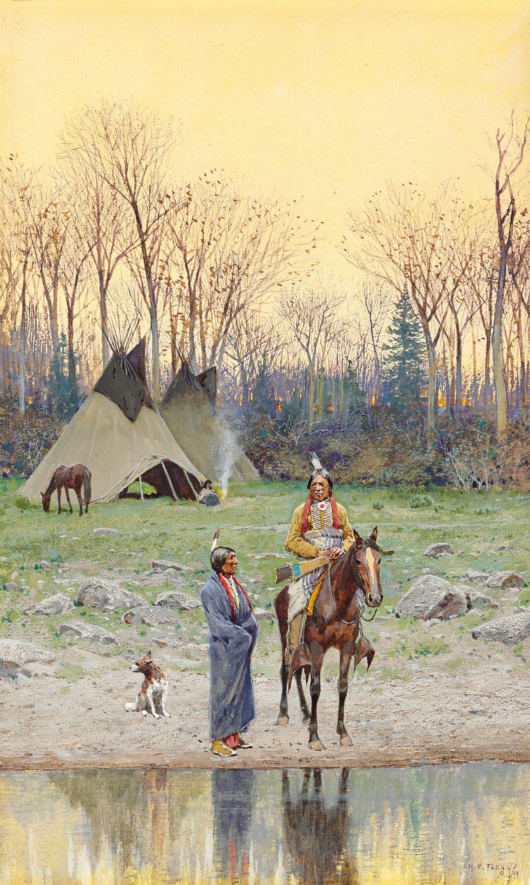 Indián lóháton, 1899 alkotó: Henry Francois Farny