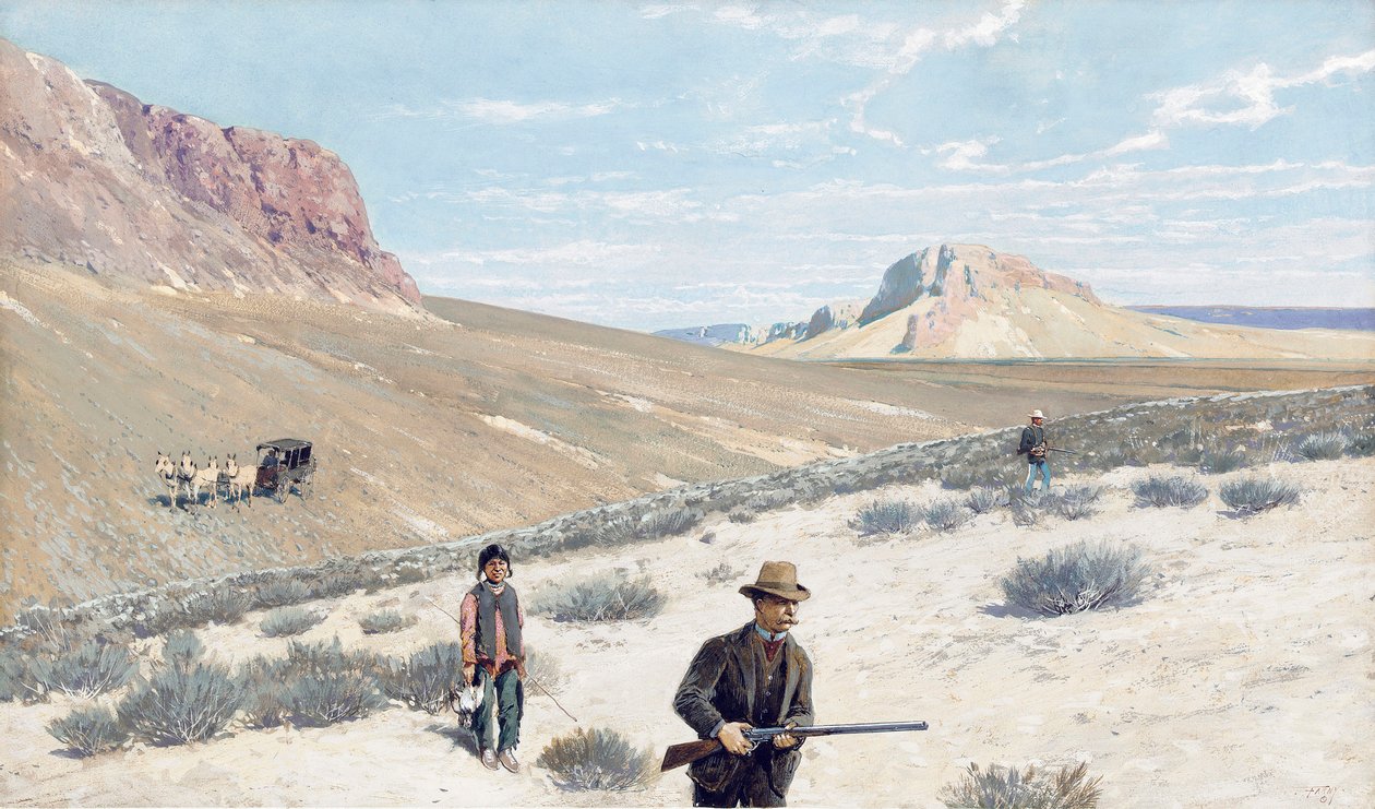 Theodore Roosevelt "Zsályifajd-lövés" alkotó: Henry Francois Farny