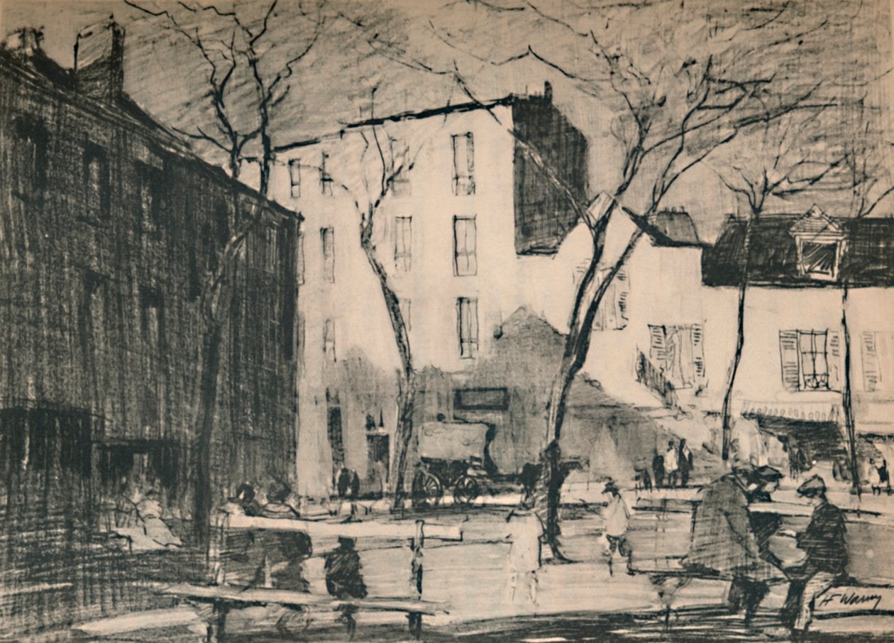 La Place Du Tertre Egy érintetlen falu tere, 1927, 1927 alkotó: Henry Franks Waring