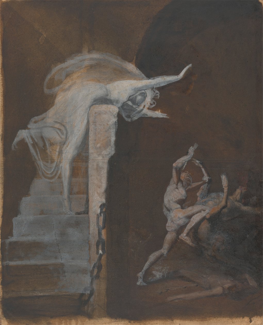 Ariadne Thészeusz és a Minotaurusz küzdelmét nézi alkotó: Johann Heinrich Füssli
