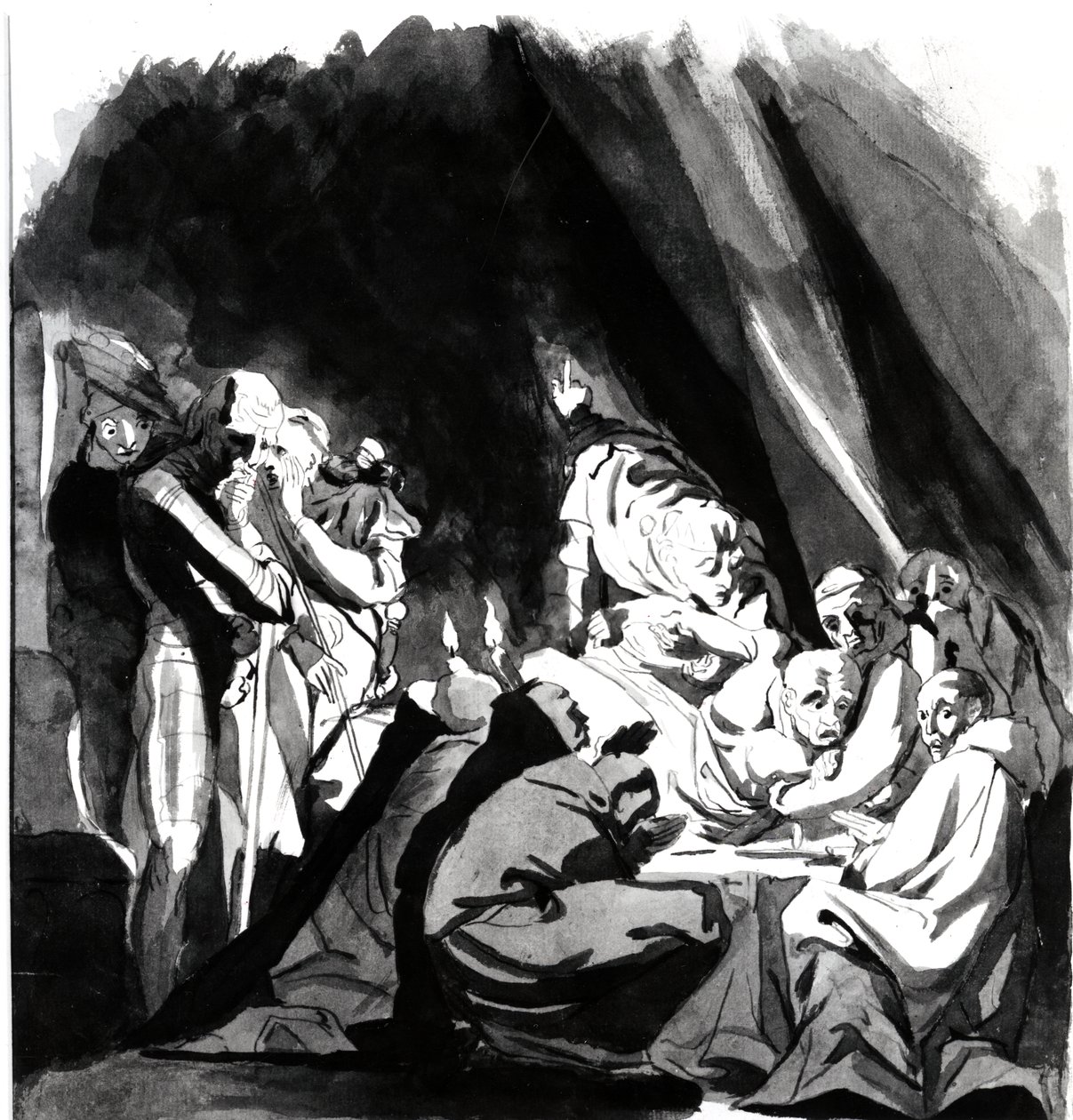 Beaufort bíboros halála, illusztráció Shakespeare VI. Henrik című művéből, 1772 (toll, tinta és mosás papíron) alkotó: Johann Heinrich Füssli