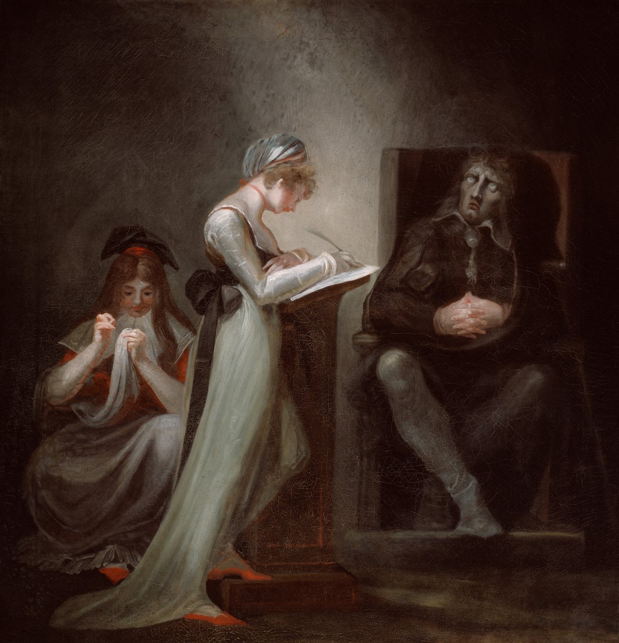 Milton diktál a lányának alkotó: Johann Heinrich Füssli