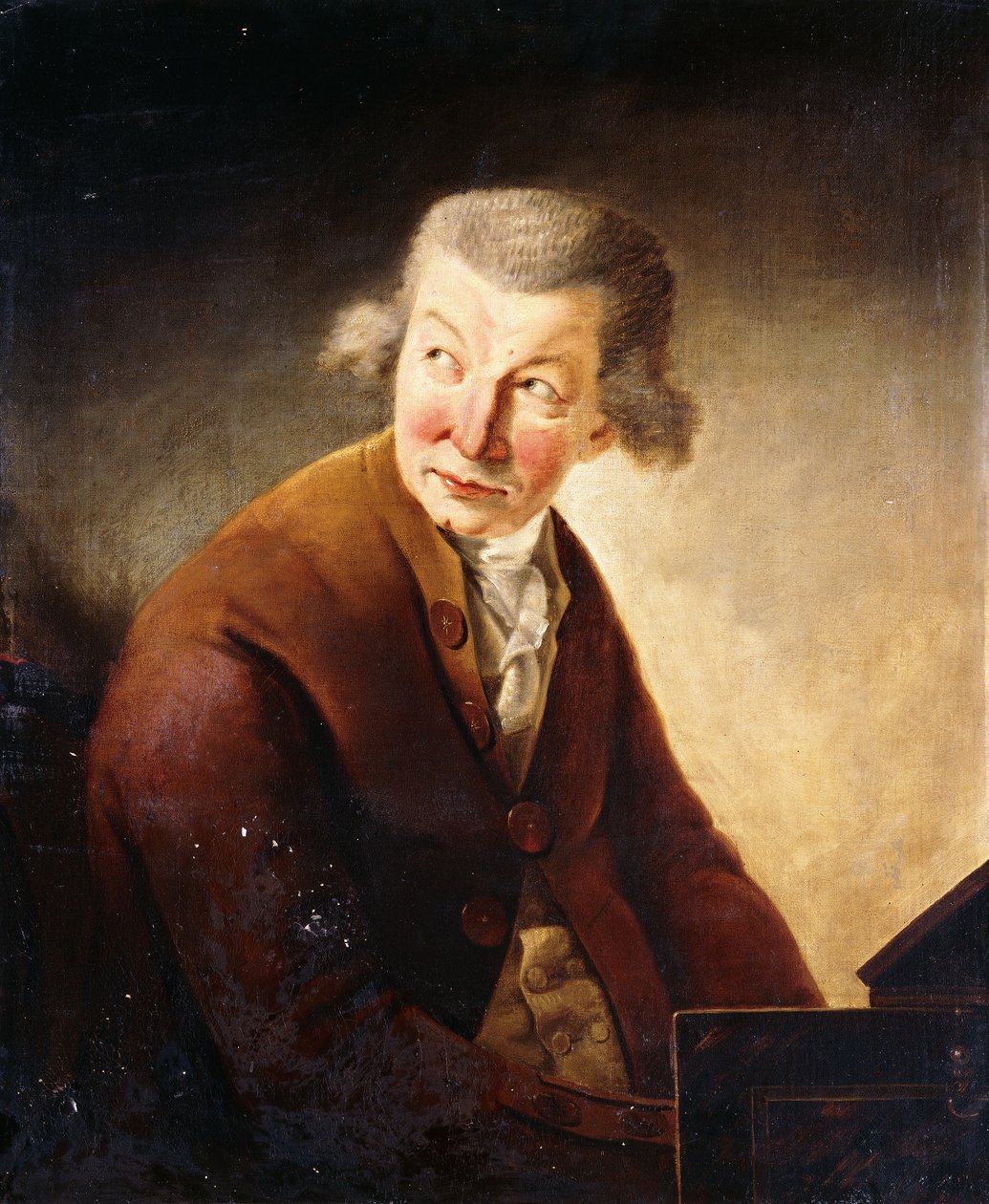 Franz Joseph Haydnként azonosított úriember félalakos portréja egy Pianoforte-ban alkotó: Johann Heinrich Füssli