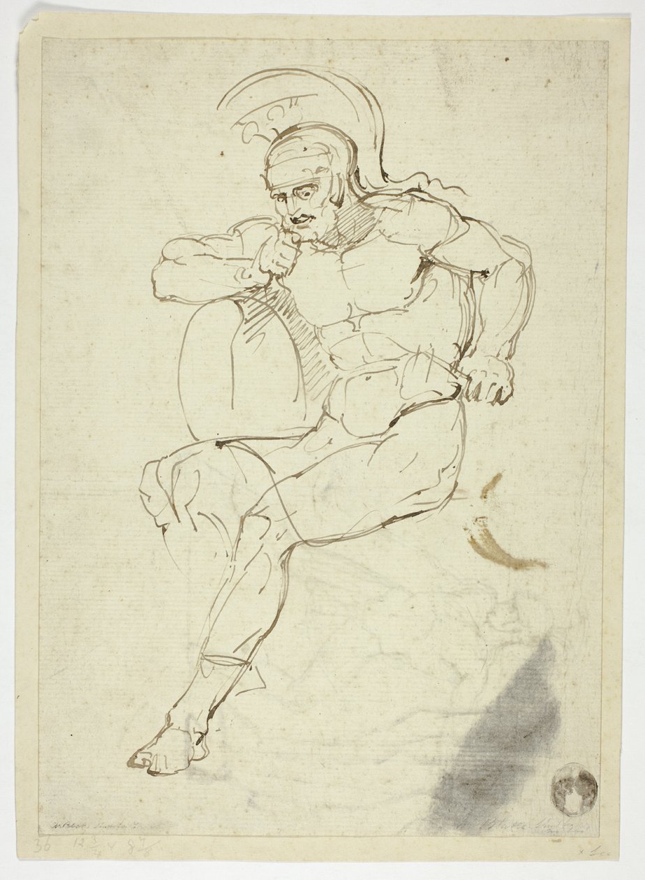 Ülő harcos (recto); lépegető harcos (verso) alkotó: Henry Fuseli