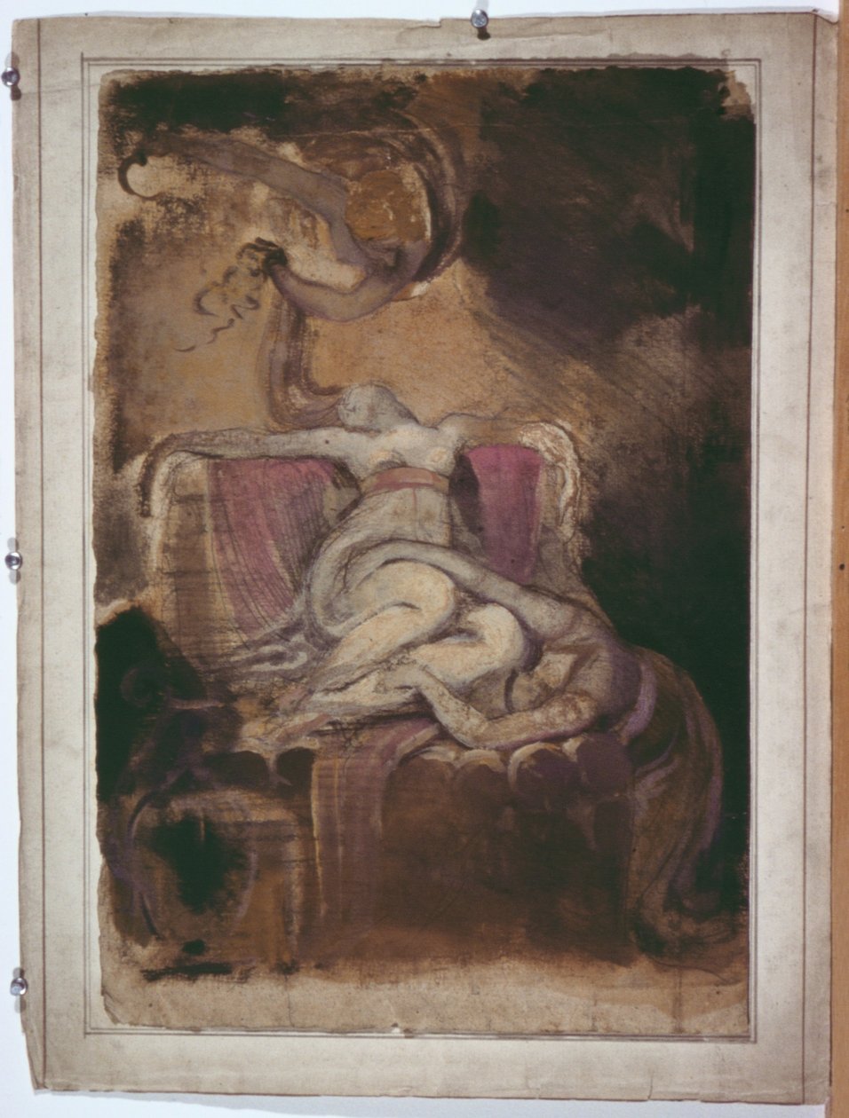 Vázlat a "Dido a halotti máglyán" című képhez (recto); Erotikus vázlat férfiról és nőről (verso) alkotó: Henry Fuseli