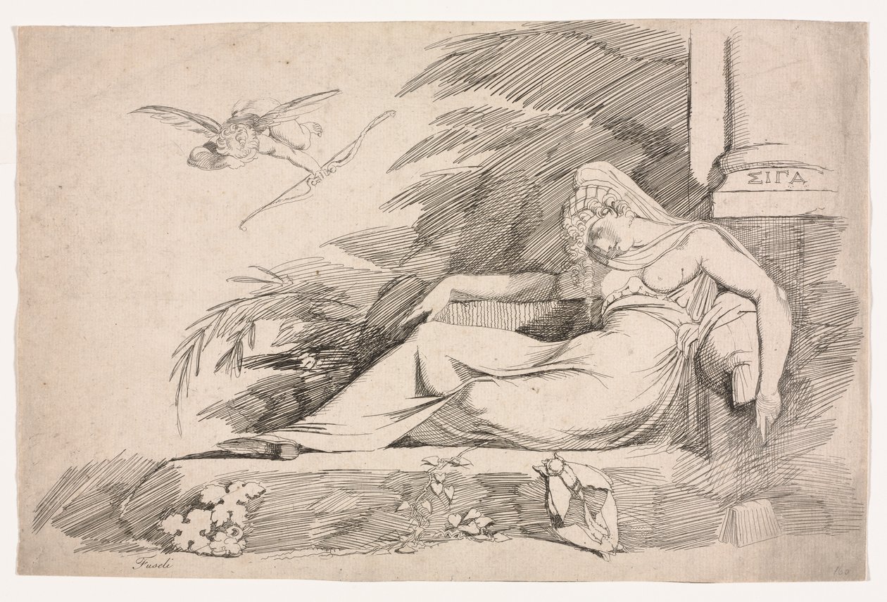 Alvó nő egy Ámorral alkotó: Johann Heinrich Füssli