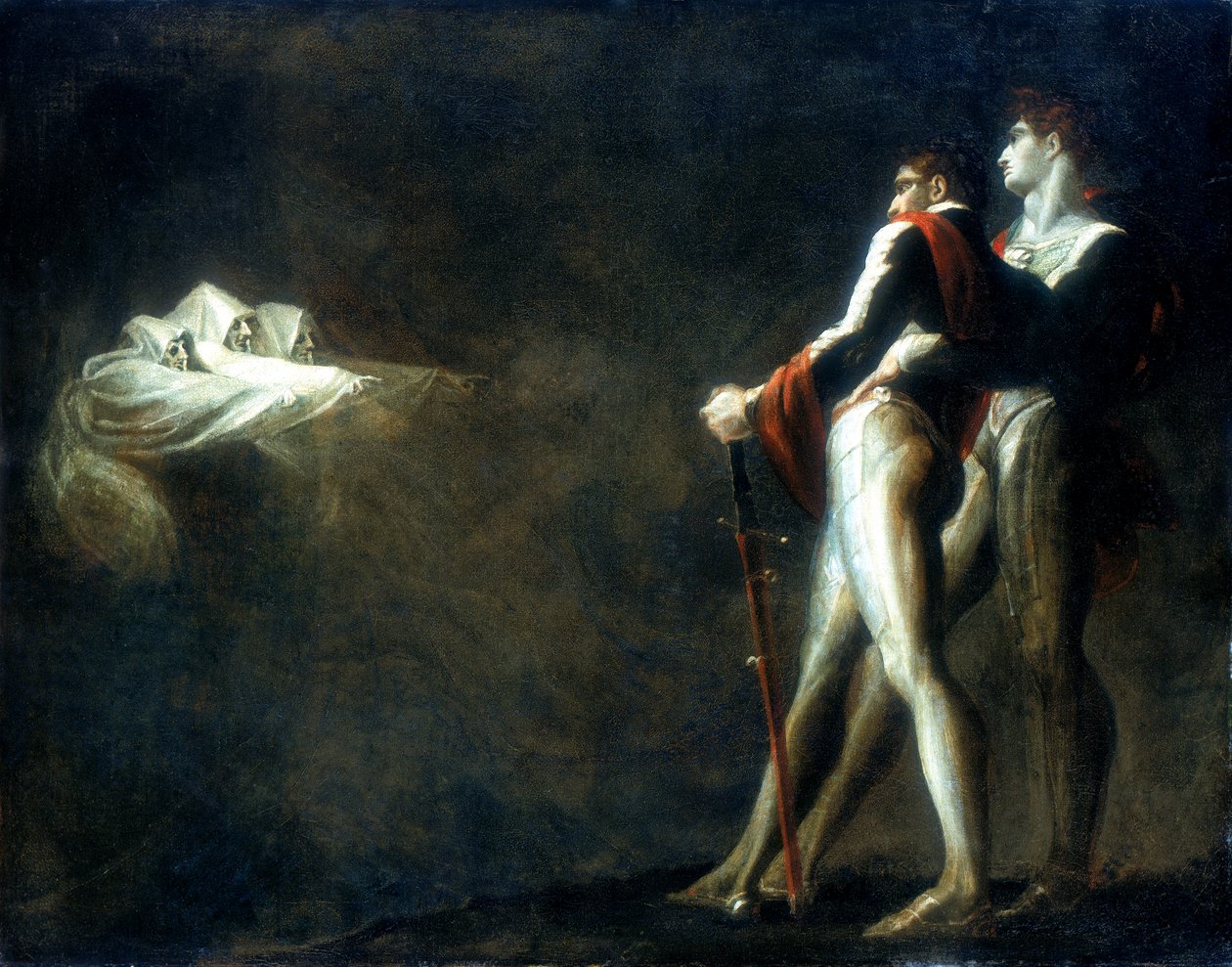 Macbethnek és Banquónak megjelenő három boszorkány, 18. század vége alkotó: Johann Heinrich Füssli