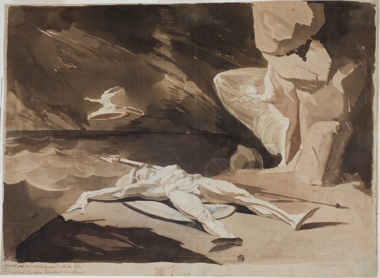 Thetis gyászolja Akhilleusz testét alkotó: Johann Heinrich Füssli