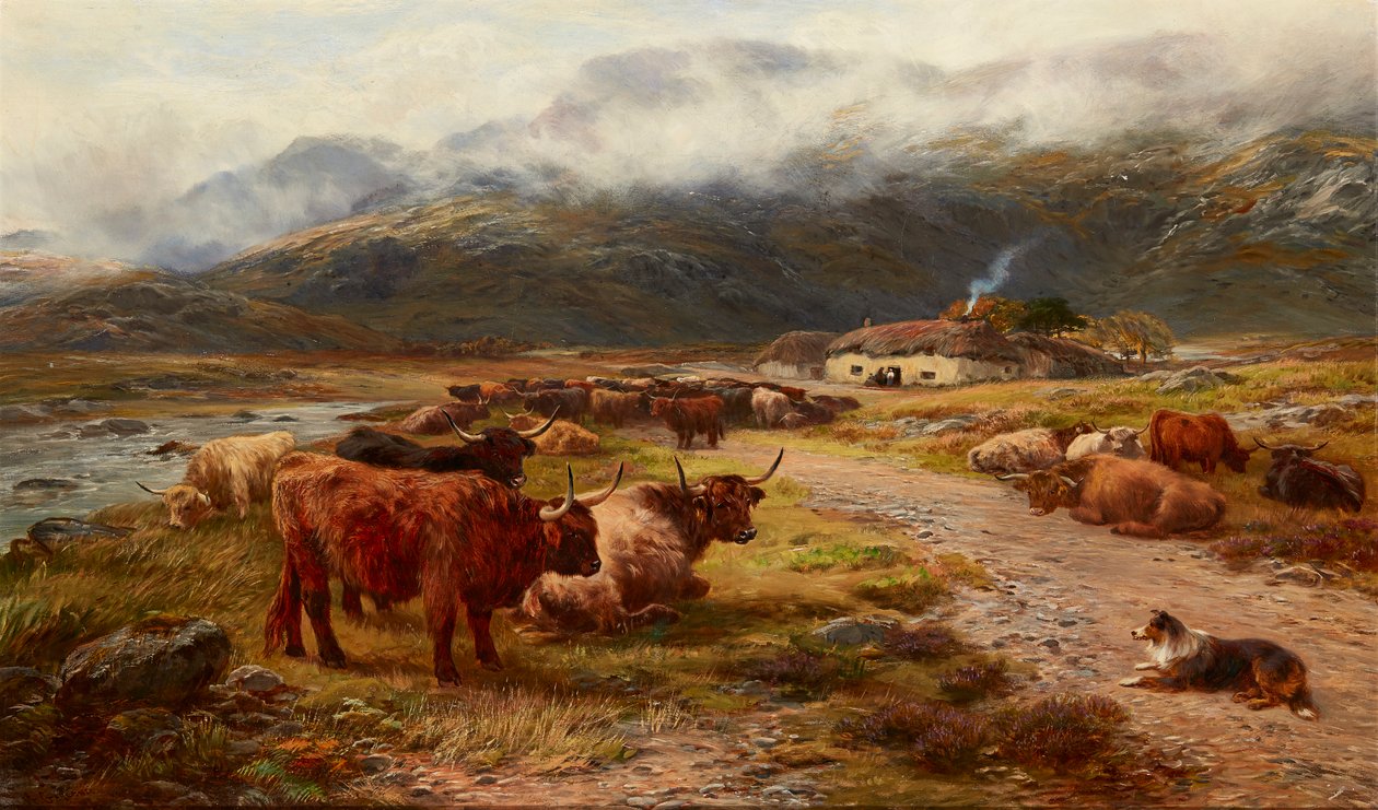 Highland Drove Resting, Argyllshire (olaj, vászon) alkotó: Henry Garland