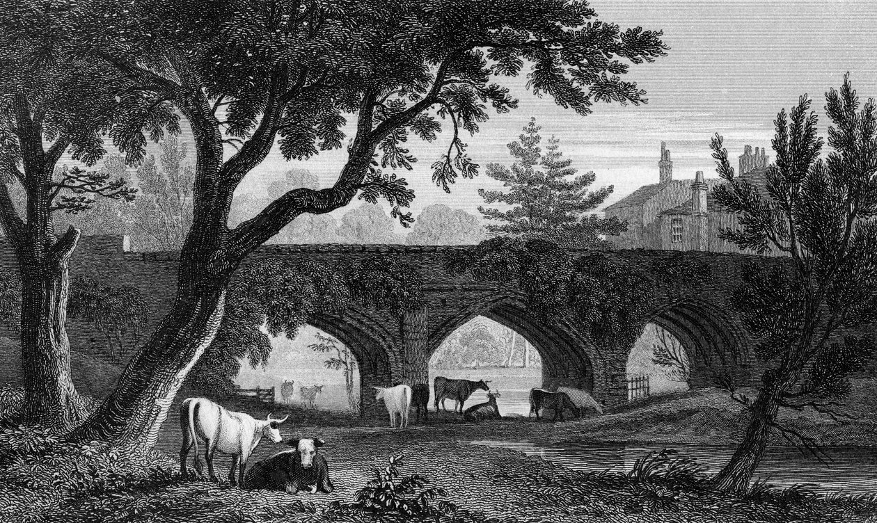 Eltham Bridge, Kent, metszett Henry Adlard, 1832 alkotó: Henry Gastineau