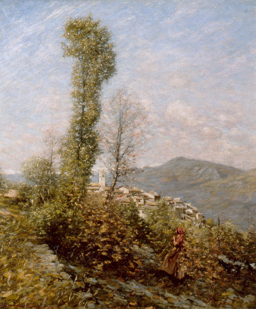 Provence-i domboldali falu, 1910-14 körül (olaj, vászon) alkotó: Henry Herbert La Thangue