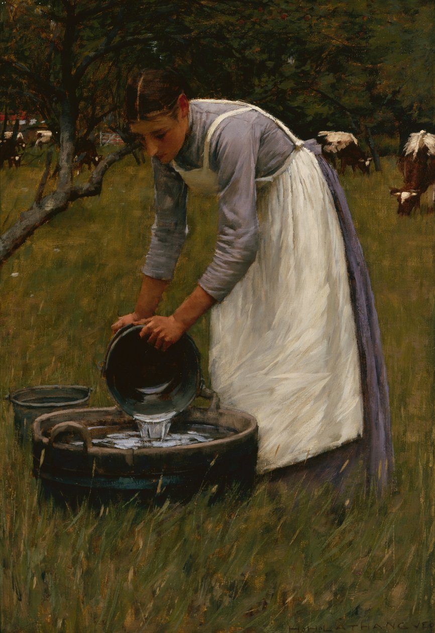 A tehenek itatása (olaj, vászon) alkotó: Henry Herbert La Thangue