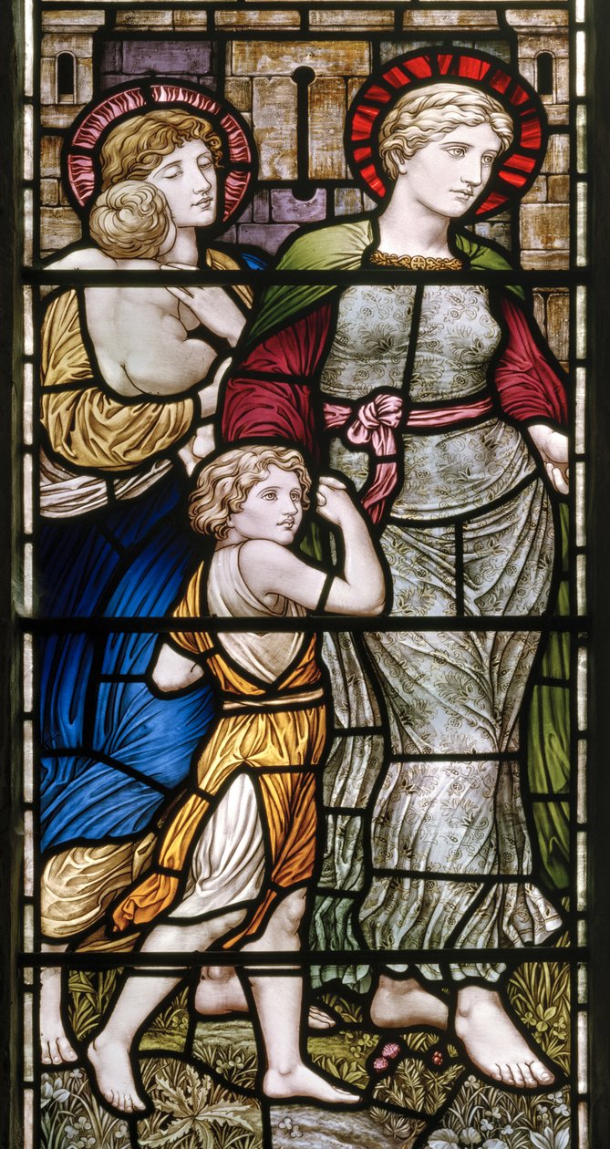 Buckland, St Mary, James Powell & Sons, Henry Holiday, The Barcote Chapel, Charity, 1889 alkotó: Henry Holiday