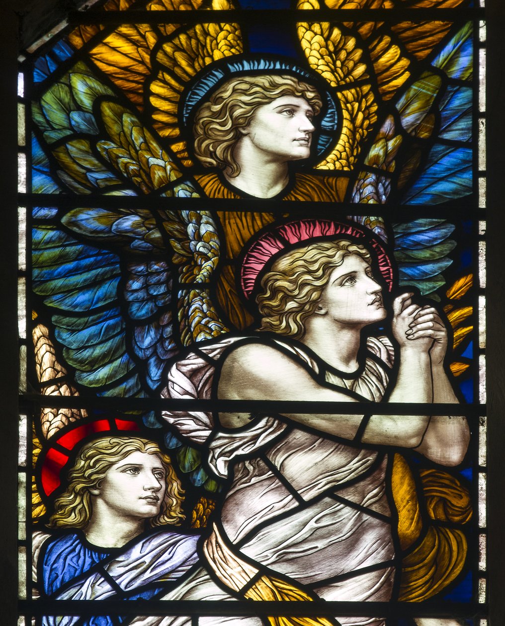 Buckland, St Mary, James Powell & Sons, Henry Holiday, The Barcote Chapel, Praising Angels, 1889 alkotó: Henry Holiday