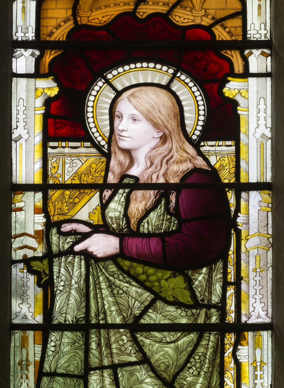 Cambridge, Trinity College, Heaton Butler & Bayne, Henry Holiday, Phoebe, 1870, Phoebe Cookson, Carl Almquist átdolgozása. alkotó: Henry Holiday