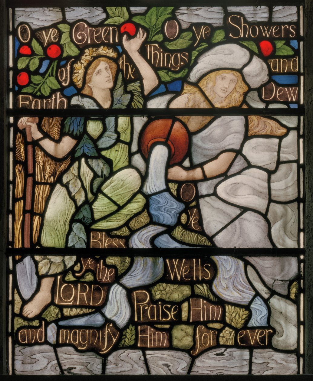 O Ye Green Things, Benedicite ablakrészlet, 1895 körül (ólomüveg) alkotó: Henry Holiday