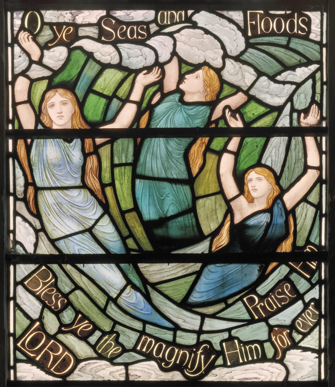 O Ye Seas & Floods, Benedicite ablakrészlet, 1895 körül (ólomüveg) alkotó: Henry Holiday