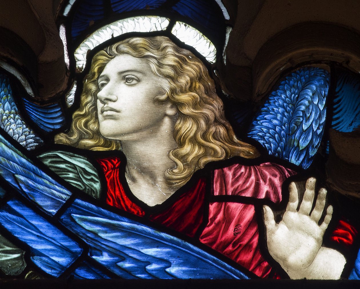 Westminster, St Margaret, James Powell & Sons, Henry Holiday, Head Of An Angyal, 1883 alkotó: Henry Holiday