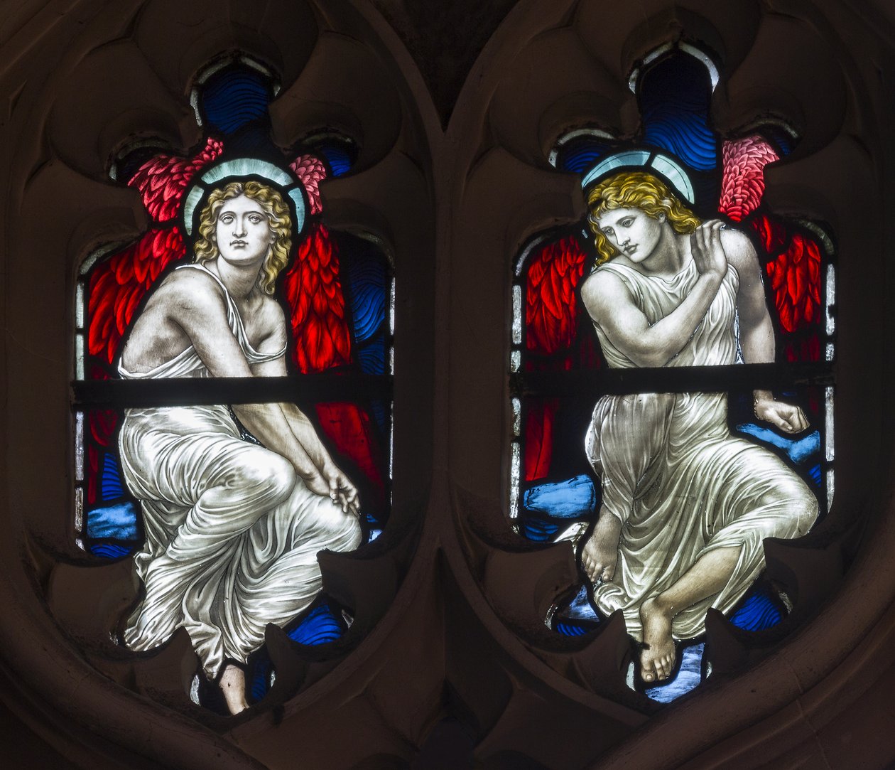 Westminster, St Margaret, James Powell & Sons, Henry Holiday, Tracery Angels, 1883 alkotó: Henry Holiday