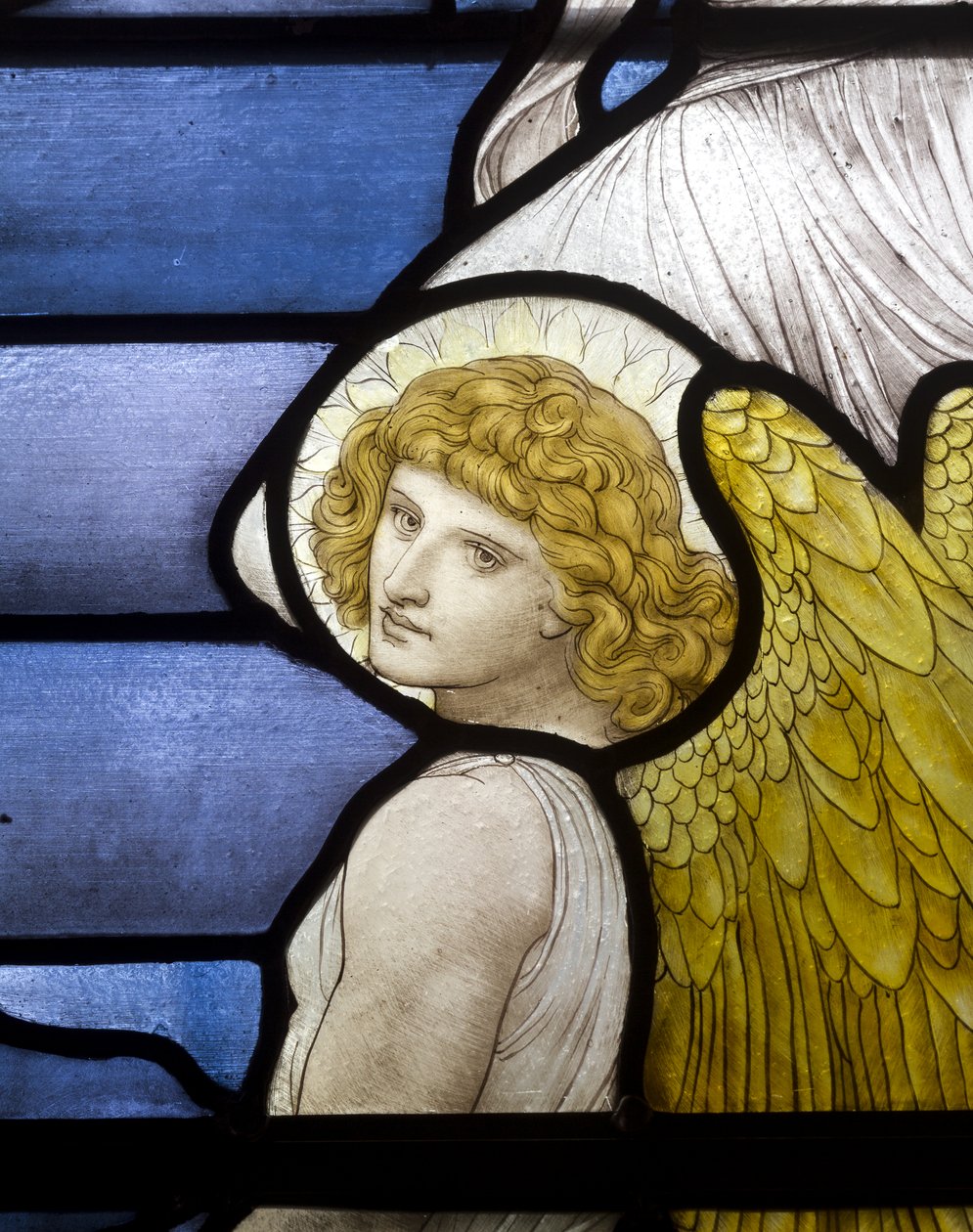 Wolsingham, St Mary & St Stephen, James Powell & Sons, Henry Holiday, Jacobs Ladder, Angyal részlet, 1881 alkotó: Henry Holiday