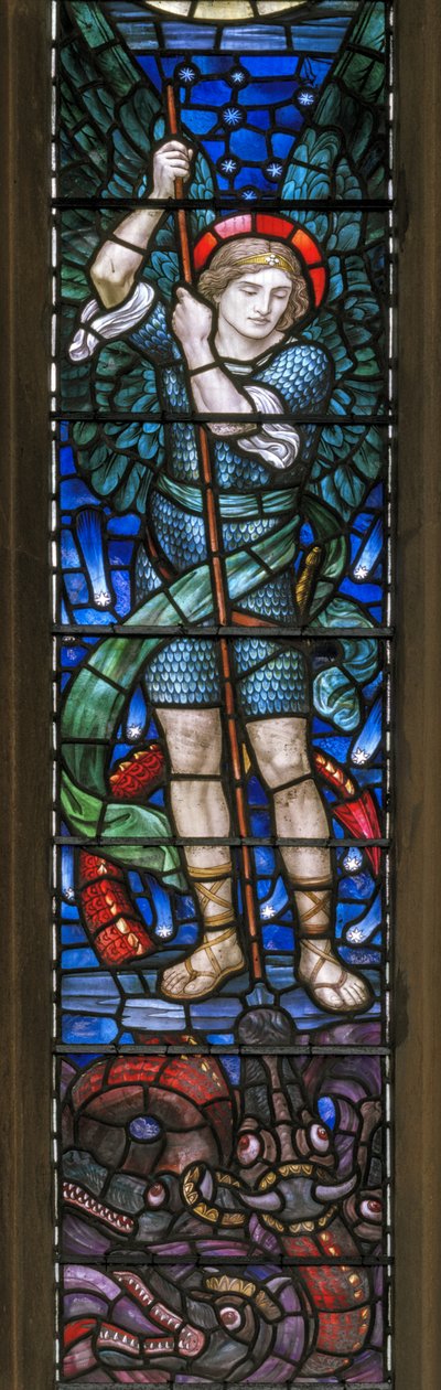 Yeovil, Keresztelő Szent János, Lowndes és Drury, Henry Holiday, Szent Mihály arkangyal és sárkányok, 1917-18 alkotó: Henry Holiday