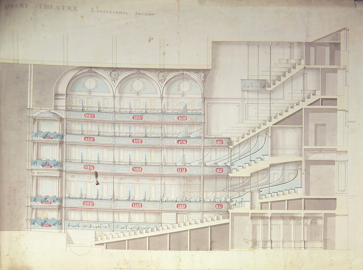 Drury Lane Színház, a belső tér metszeti rajza alkotó: Henry Holland