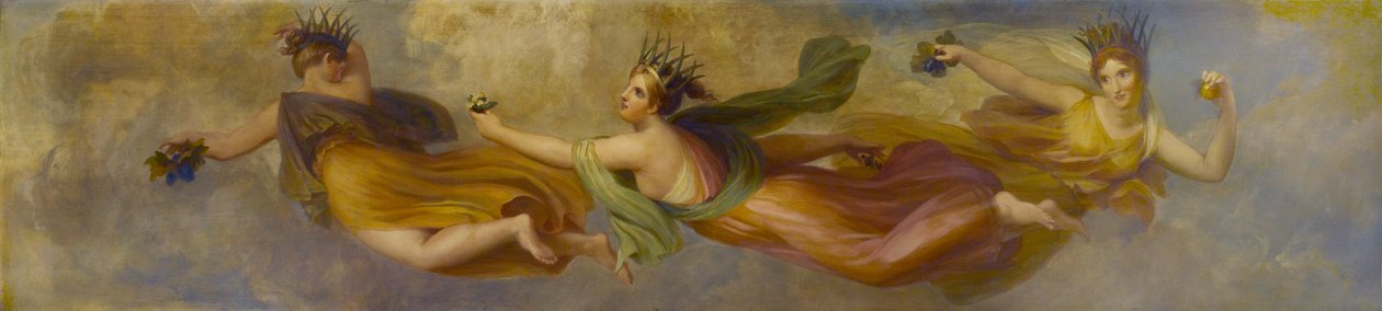 The Horae, avagy évszakok (régi állítólag három volt), több produkciójuk szétszóródása, 1834 (olaj, mahagóni panel) alkotó: Henry Howard