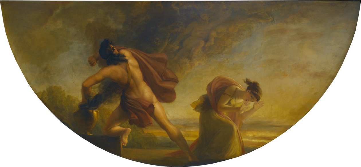 Pandora vázájának kinyitása, 1834 (olaj, mahagóni panel) alkotó: Henry Howard