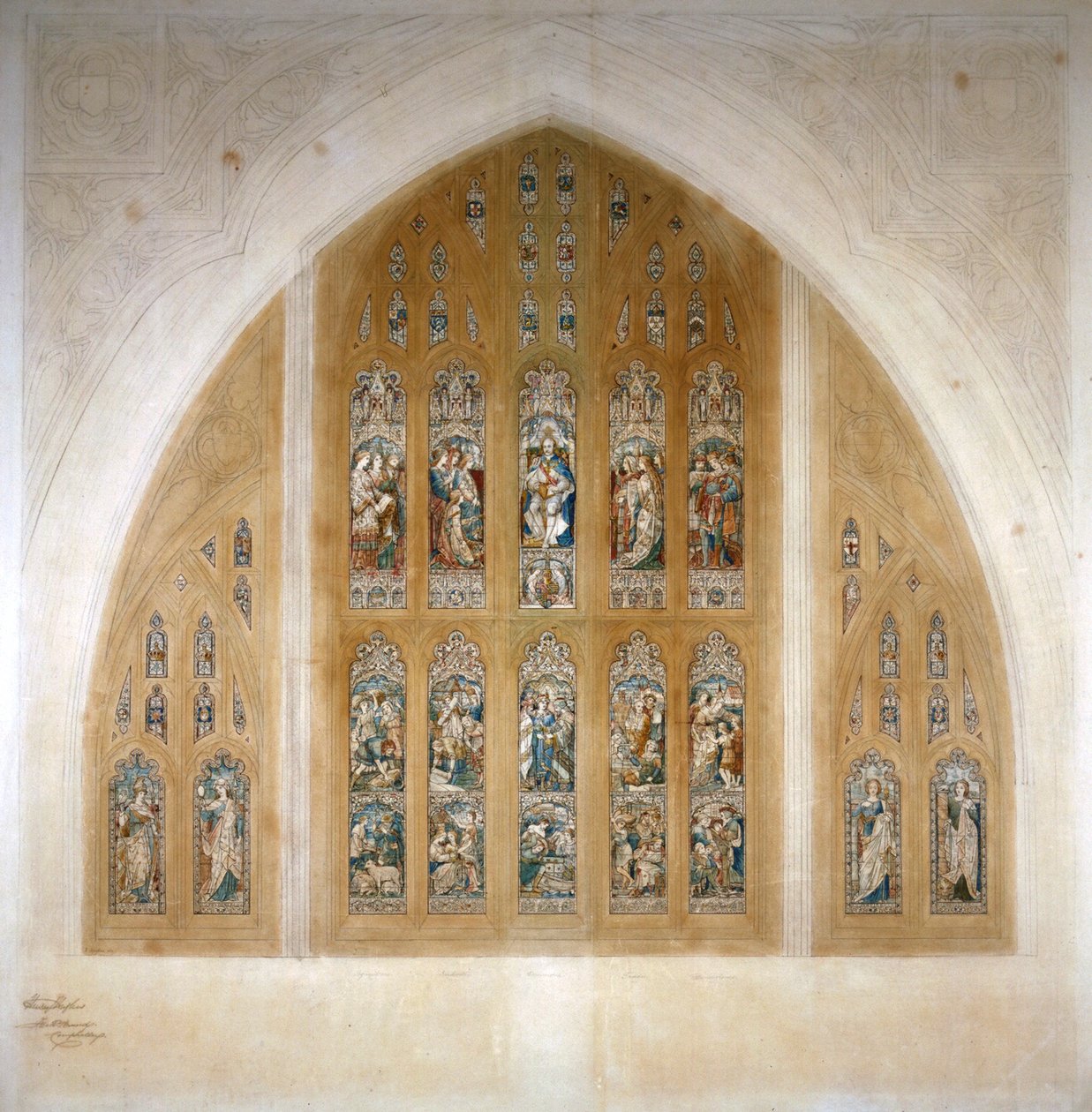 Ólomüveg ablakterv, 1869. alkotó: Henry Hughes