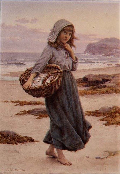 A halászlány (akvarell) alkotó: Henry James Johnstone