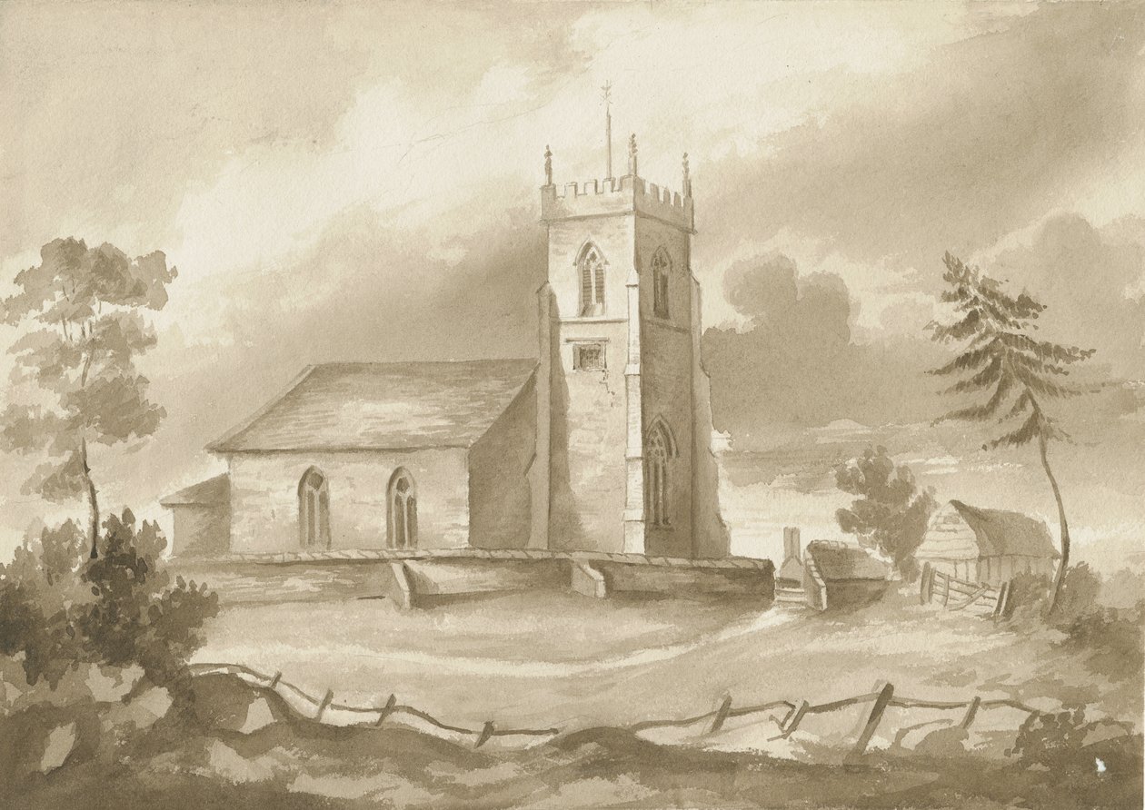 Codsall templom: szépia rajz, nd [1844] alkotó: Henry James Noyes