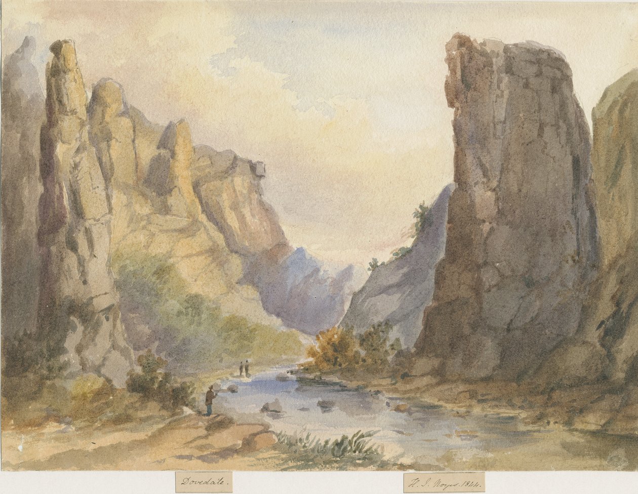 Dovedale - tájkép: akvarell, 1844 alkotó: Henry James Noyes