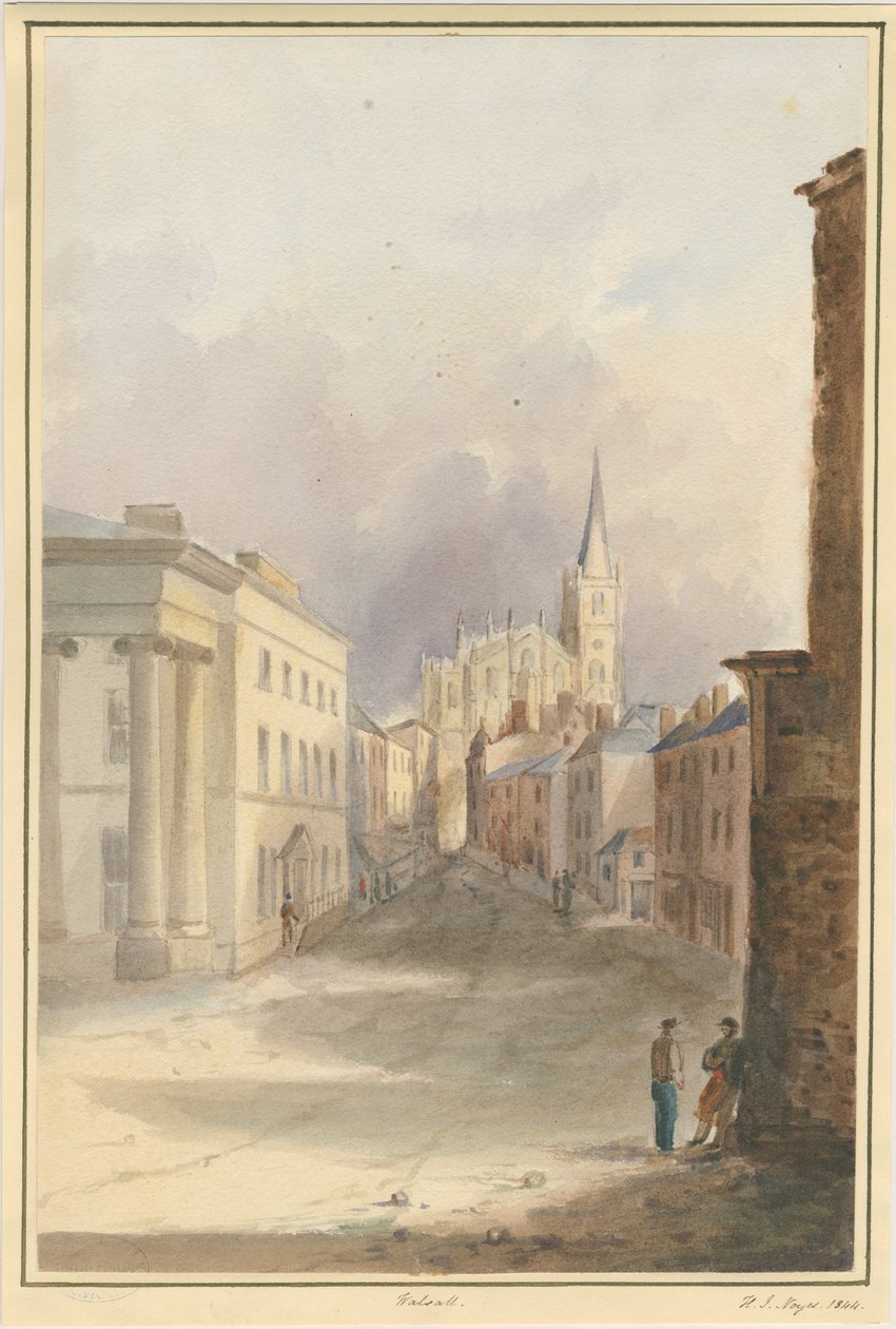 Walsall városa és temploma: vízfestmény, 1844 alkotó: Henry James Noyes