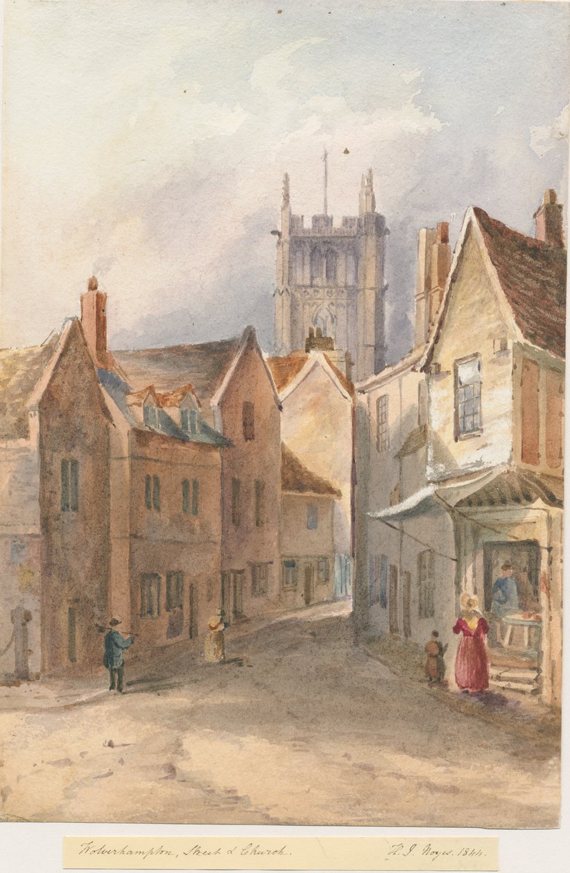 Wolverhampton - Szent Péter templom: akvarell festmény, 1844 alkotó: Henry James Noyes