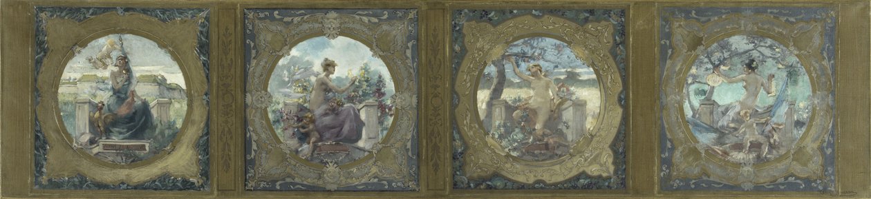 Vázlat a párizsi Hôtel de Ville-ben található Galerie Lobau számára: Les chants : Chants patriotiques, 1890 (olaj, vászon) alkotó: Henry Jean Louis Boureau