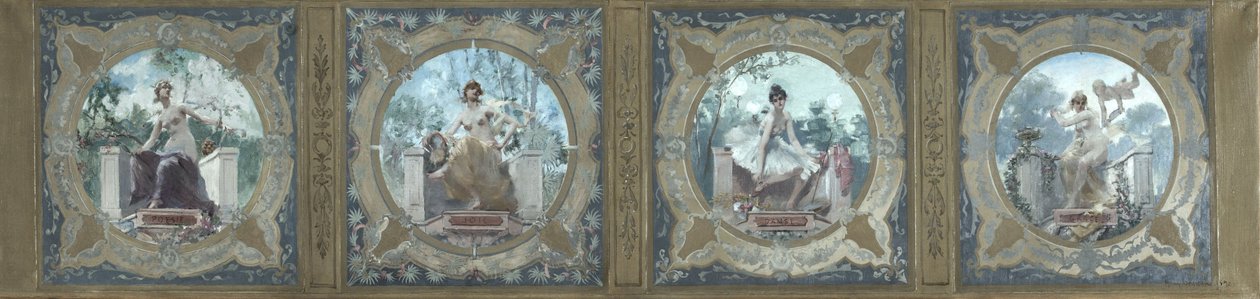 Vázlat a párizsi városháza Lobau Galériája számára: Költészet. Öröm. La Danse. La Grace, 1890-ben (olaj, vászon). alkotó: Henry Jean Louis Boureau
