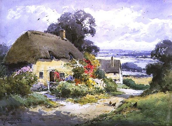 A Surrey Lane (akvarell) alkotó: Henry John Sylvester Stannard