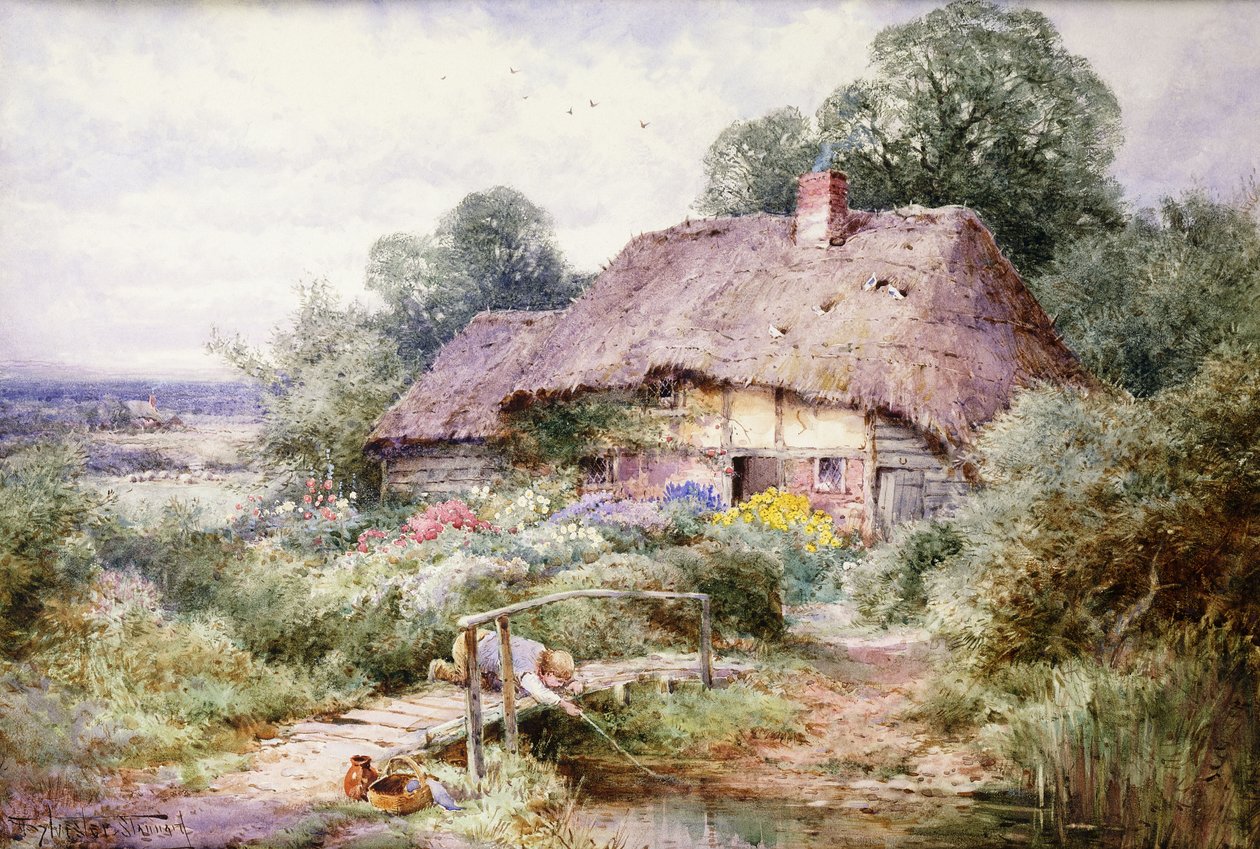 Tiddlerek elkapása Eastburyben, Berkshire-ben alkotó: Henry John Sylvester Stannard