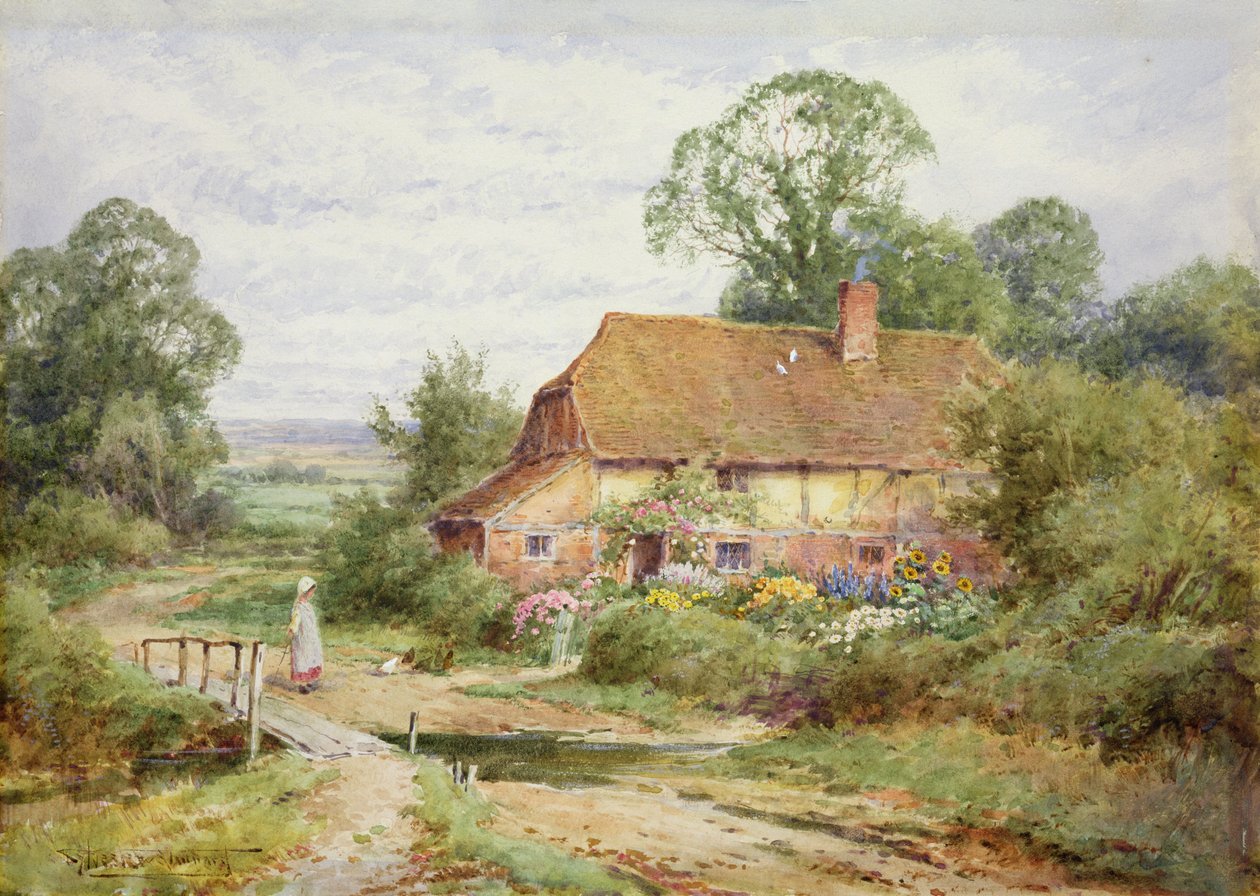 A csirkék etetése (akvarell) alkotó: Henry John Sylvester Stannard