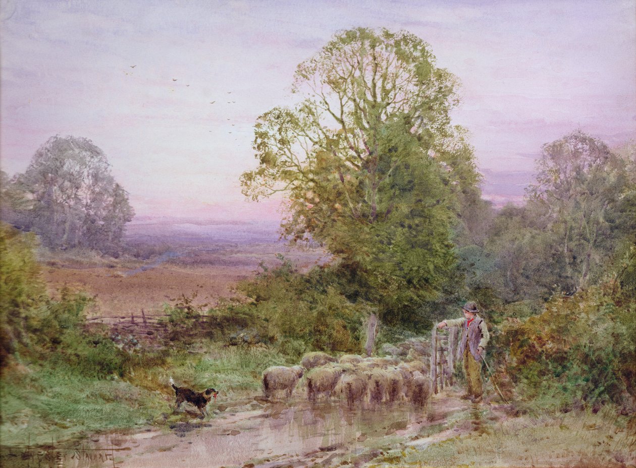 Birkaterelés (akvarell) alkotó: Henry John Sylvester Stannard