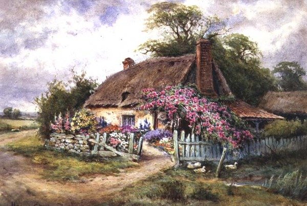 Szép házikó kacsákkal alkotó: Henry John Sylvester Stannard
