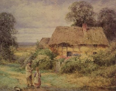 Nádfedeles kunyhó nyáron alkotó: Henry John Sylvester Stannard