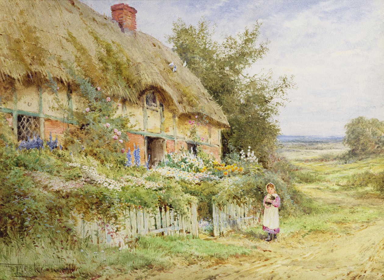 The Pet Rabbit (olaj, vászon) alkotó: Henry John Sylvester Stannard