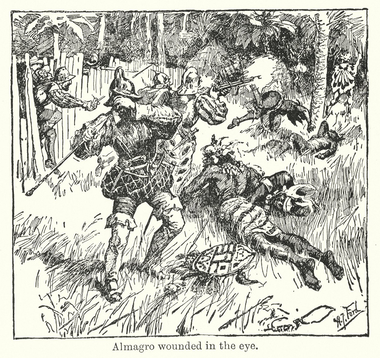 Almagro megsebesült a szemében (litho) alkotó: Henry Justice Ford