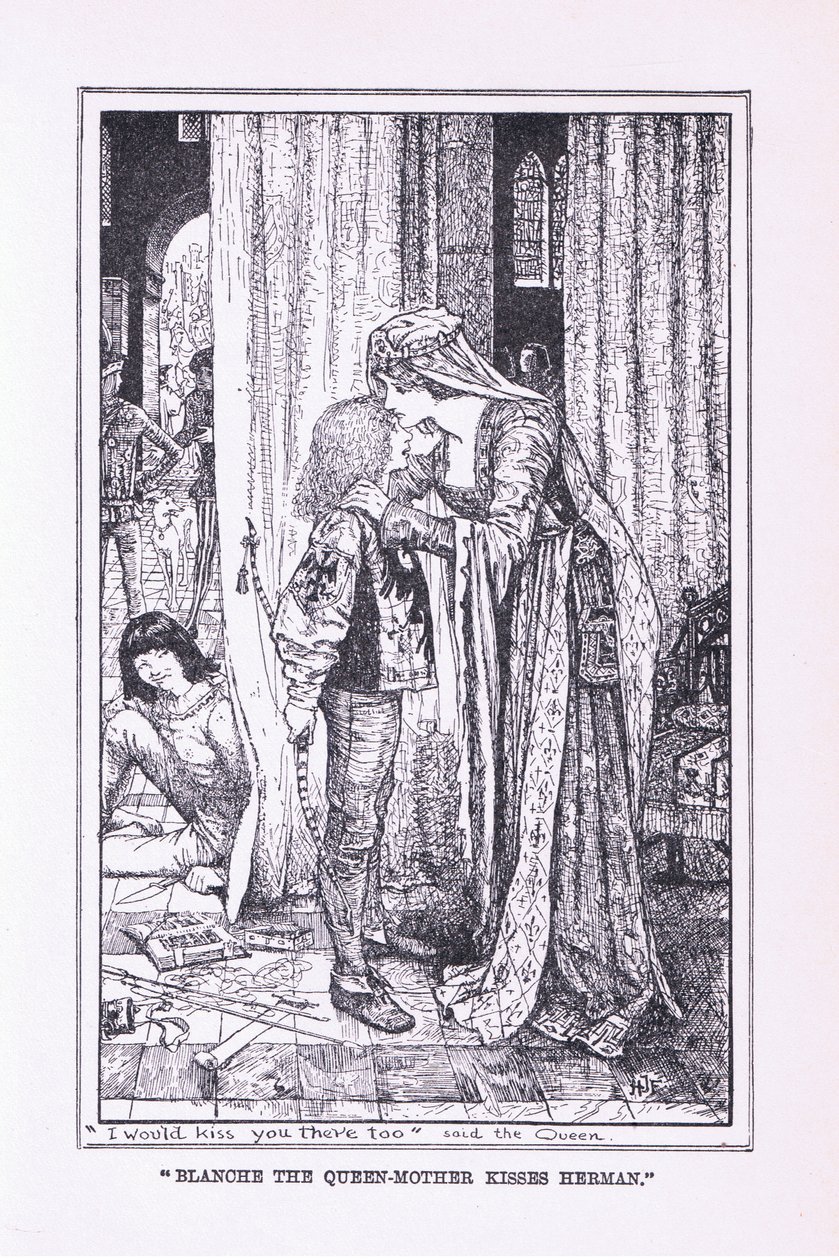 Blanche, az anyakirálynő megcsókolja Hermant, 1912 alkotó: Henry Justice Ford