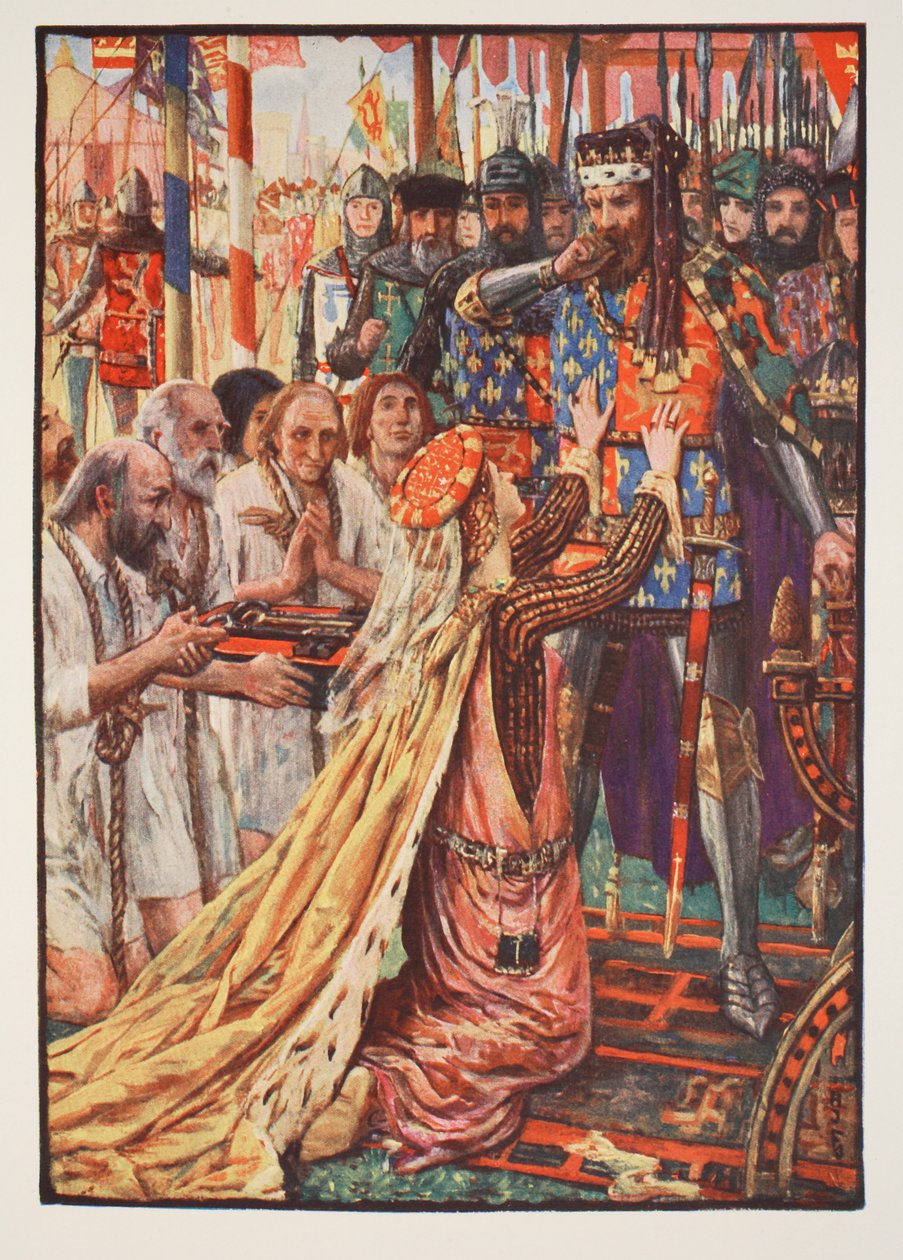 III. Edward Calais-ban, illusztráció az „Anglia történetéből”, C.R.L. Fletcher és Rudyard Kipling, 1911 alkotó: Henry Justice Ford